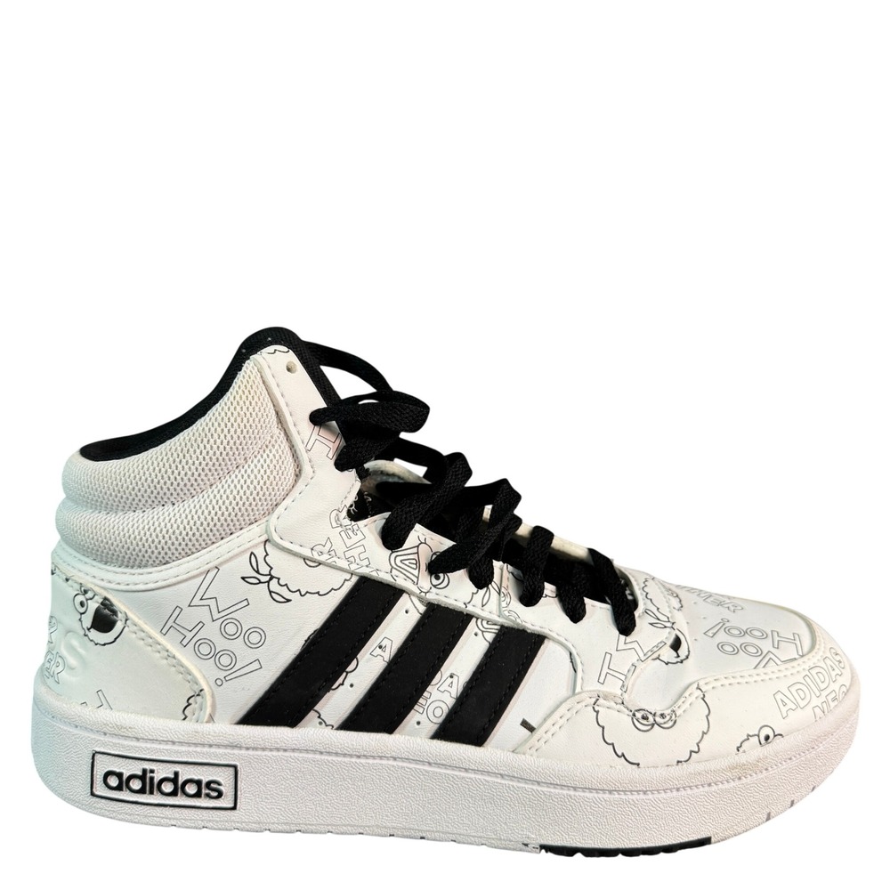 Adidas Hoops 3.0 Mid Sesame Street Elmo Cookie Monster White Black GW7623 W7